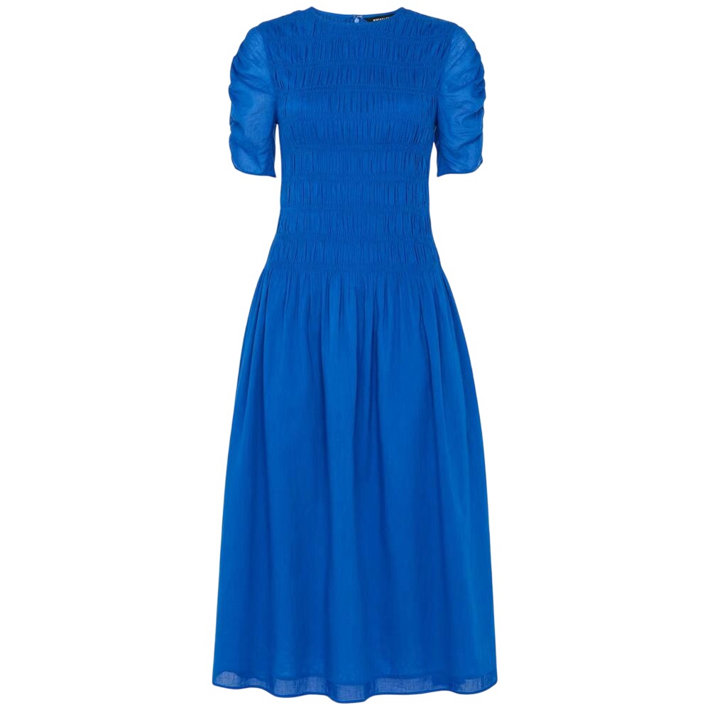 Whistles Blue Avery Smocked Dress